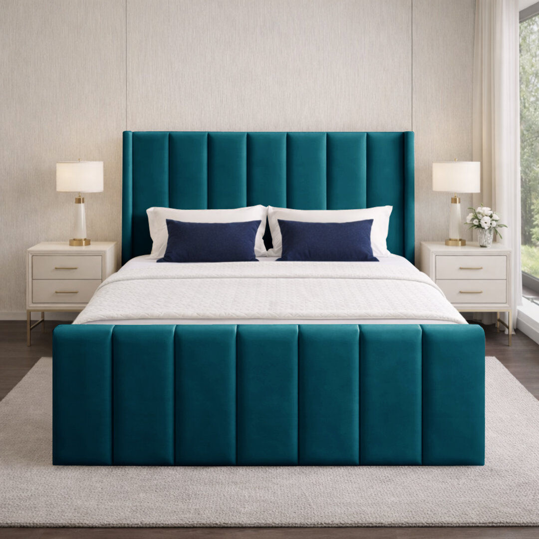 17 Stories Premium Wingback Storage Bed Frame Mallard Double (4'6)
