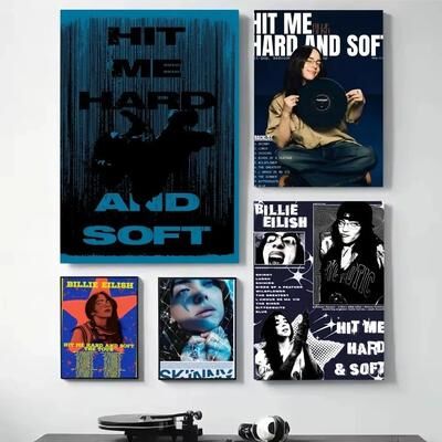 Inspired Living Hit Me Hard And Soft Vintage Music Poster On Kraft Paper For Aesthetic Room Decor 9 50x70cm Unframed