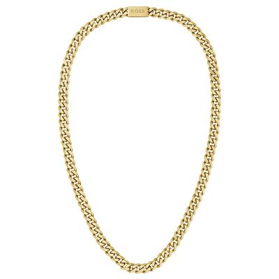 Kette ohne Anhänger BOSS "Schmuck Edelstahl Halsschmuck Panzerkette CHAIN FOR HIM", gold (gelbgoldfarben), Halsketten, Herren, Edelstahl, L: 60 B: 8,9mm, B:8,9mm