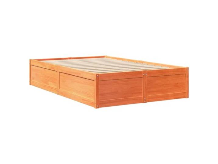 KTHLBRH Bett aus Kiefernholz, braun, gewachst, 120 x 190 cm Lattenrost aus Sperrholz, modernes Design, stabile Struktur, Montage erforderlich