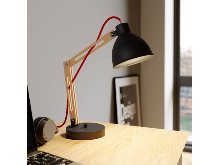 Schreibtischlampe Skansen Lamkur, Holz hell, für Wohn- / Esszimmer, Holz, Industrielles Design, Tischlampe