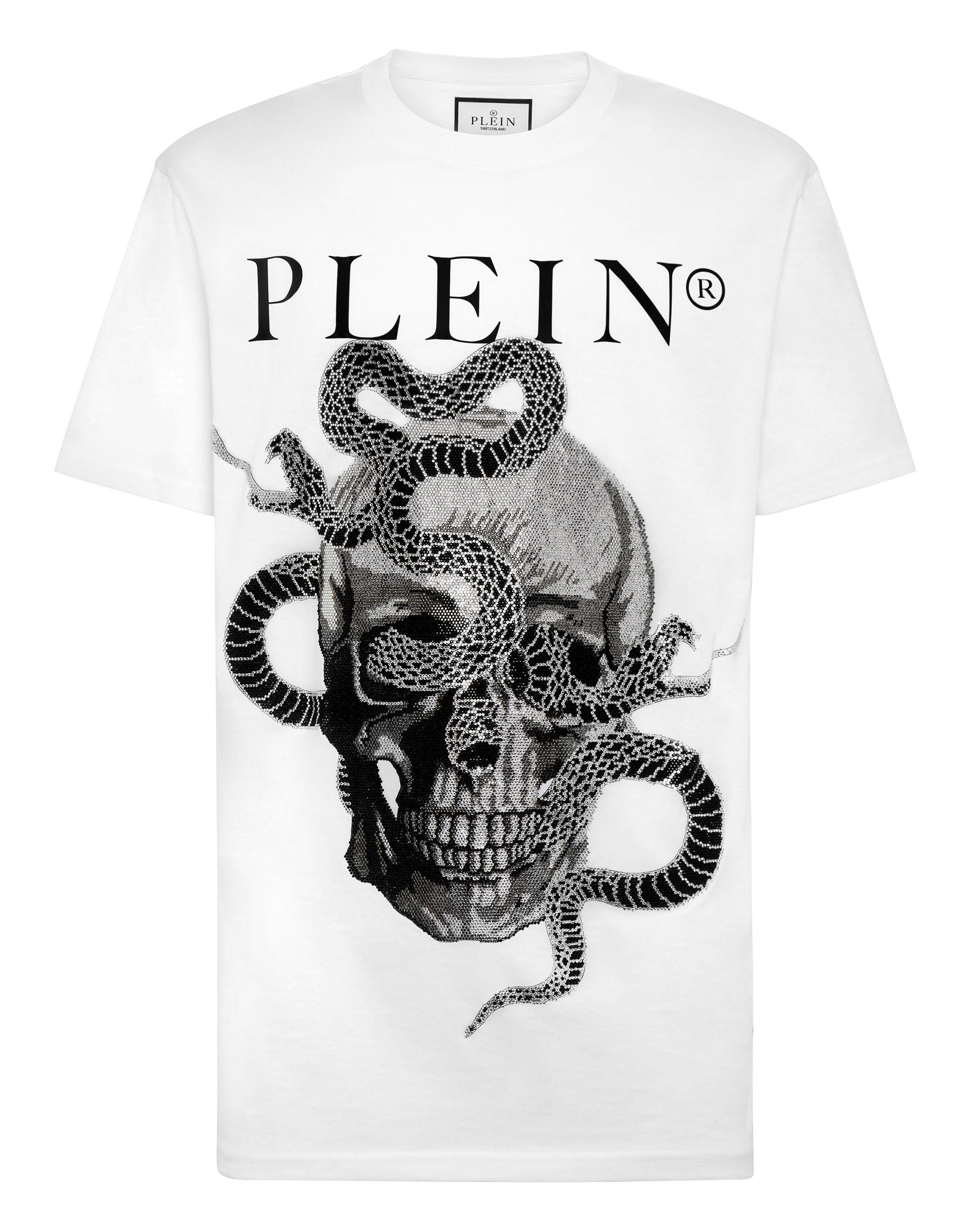 Philipp Plein T‑Shirt mit Rundhals und Snake-Motiv - Weiß