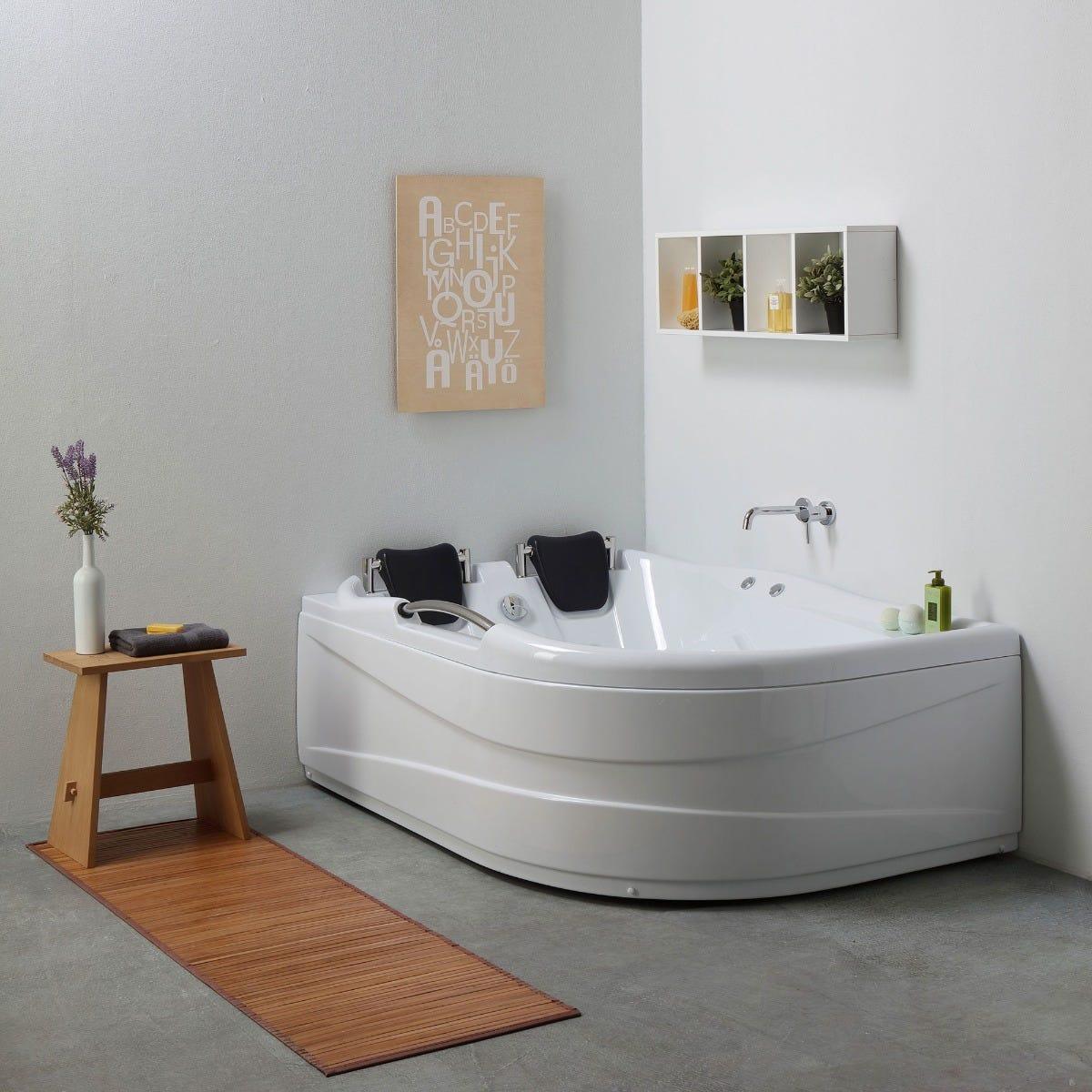 Whirlpool Badewanne für 2 Personen aus weißen Sanitäracryl, Variante links | Aida
