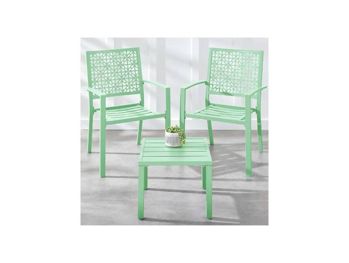 Ensemble bistrot extérieur 3 pièces acier table + 2 chaises patio