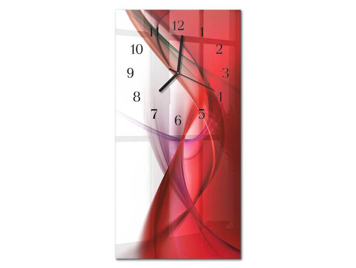 Tulup Wanduhr 60x30 cm - Strand Meer, Rot, Glas, Rechteckig, 30x60x0.4 cm, Dekoration, Uhren, Wanduhren