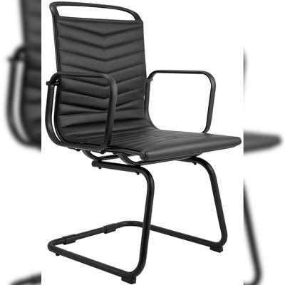 DELUKE Besucherstuhl MANILA - Kunstleder Schwarz 54x60x95 cm | Besucherstühle Konferenzstuhl Wartezimmerstuhl Bürostühle Bürostuhl Konferenzraum Wartezimmer