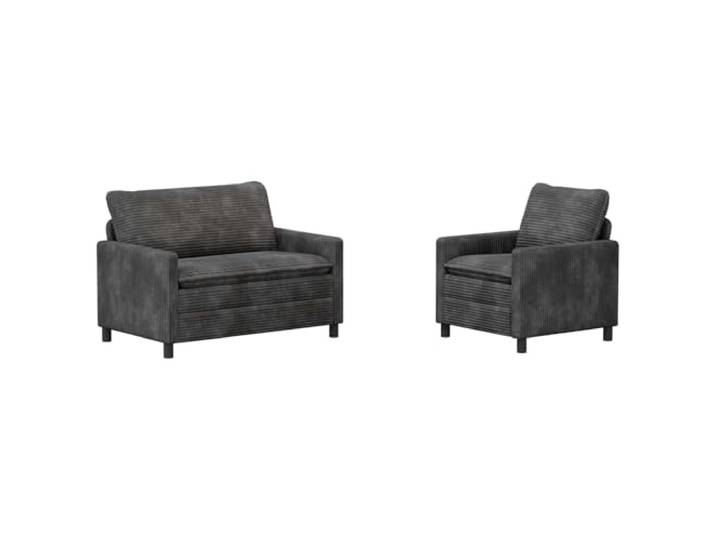 PUGYNBK 2-teiliges Sofa-Set, dunkelgrau, Polyester, mit Metallrahmen Waschbare Bezüge, konische Beine, abnehmbare Rückenlehne, Kissen im Lieferumfang enthalten, Verwendung im Wohnzimmer