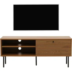 TV-Rack MCW-N78, Lowboard TV-Schrank, skandinavischer Stil Metall Holz Melamin MVG 50x120x40cm ~ natur