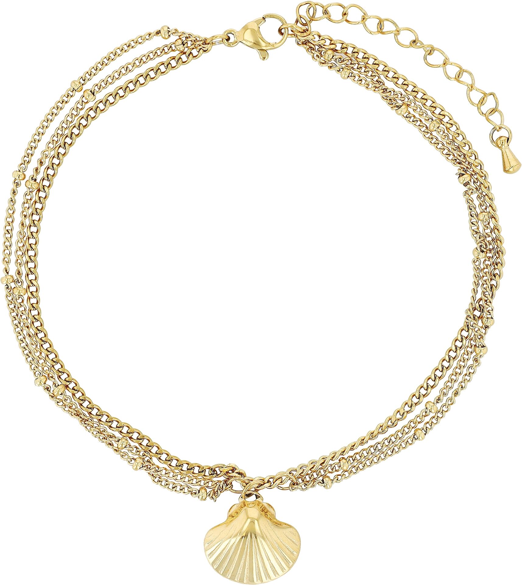 Fußkette ADELIA´S "Edelstahl Fußkettchen" Gr. 21, gold, Fußketten, Damen, Edelstahl, Fußkette
