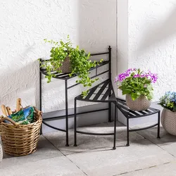 HC Garten & Freizeit Klappbarer Pflanzenständer aus Metall ca. 55 x 30 x 61 cm - Schwarz