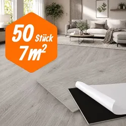 Relaxdays Selbstklebender PVC Bodenbelag Eiche Grau