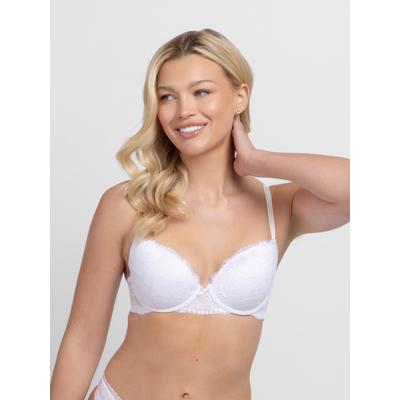 Bügel-BH DORINA "Perfect Lace", Damen, Gr. 95, Cup E, weiß, Obermaterial: 90% Nylon, 10% Elasthan, BHs Bügel-BH, mit Bügel, verstellbare Träger, mit Spitze, bequem, weich