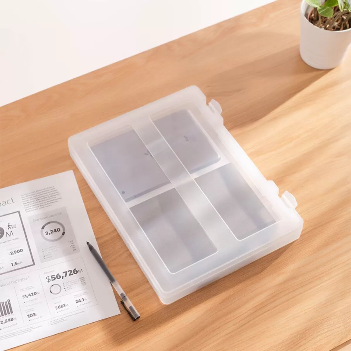 INF Tragbare PP-Datei-Box - A4 Dokumentenorganisator mit Griff, Transparent