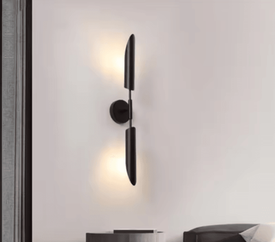 Inspire Curations Modern Luxury Gold Inclined Tube Wall Sconce model B Black warm Light 3000k