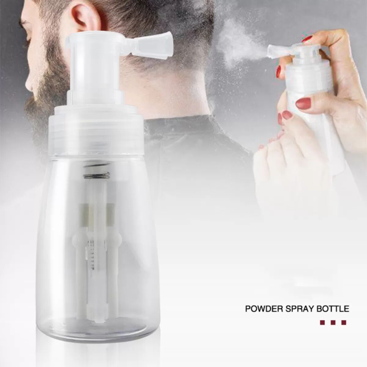 INF Bouteille pulvérisatrice de poudre sèche portable - Distributeur transparent PP+PC pour salon et maquillage