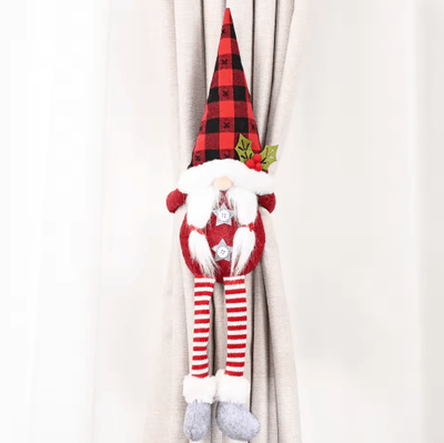Inspire Picks Cute Santa Curtain Buckle Plush Christmas Curtain Tieback Decoration For Kids red