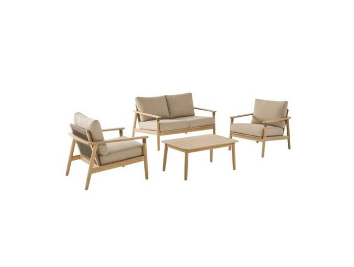 sweeek - Salon de jardin bois d'acacia et cordes 4 places LAZULI