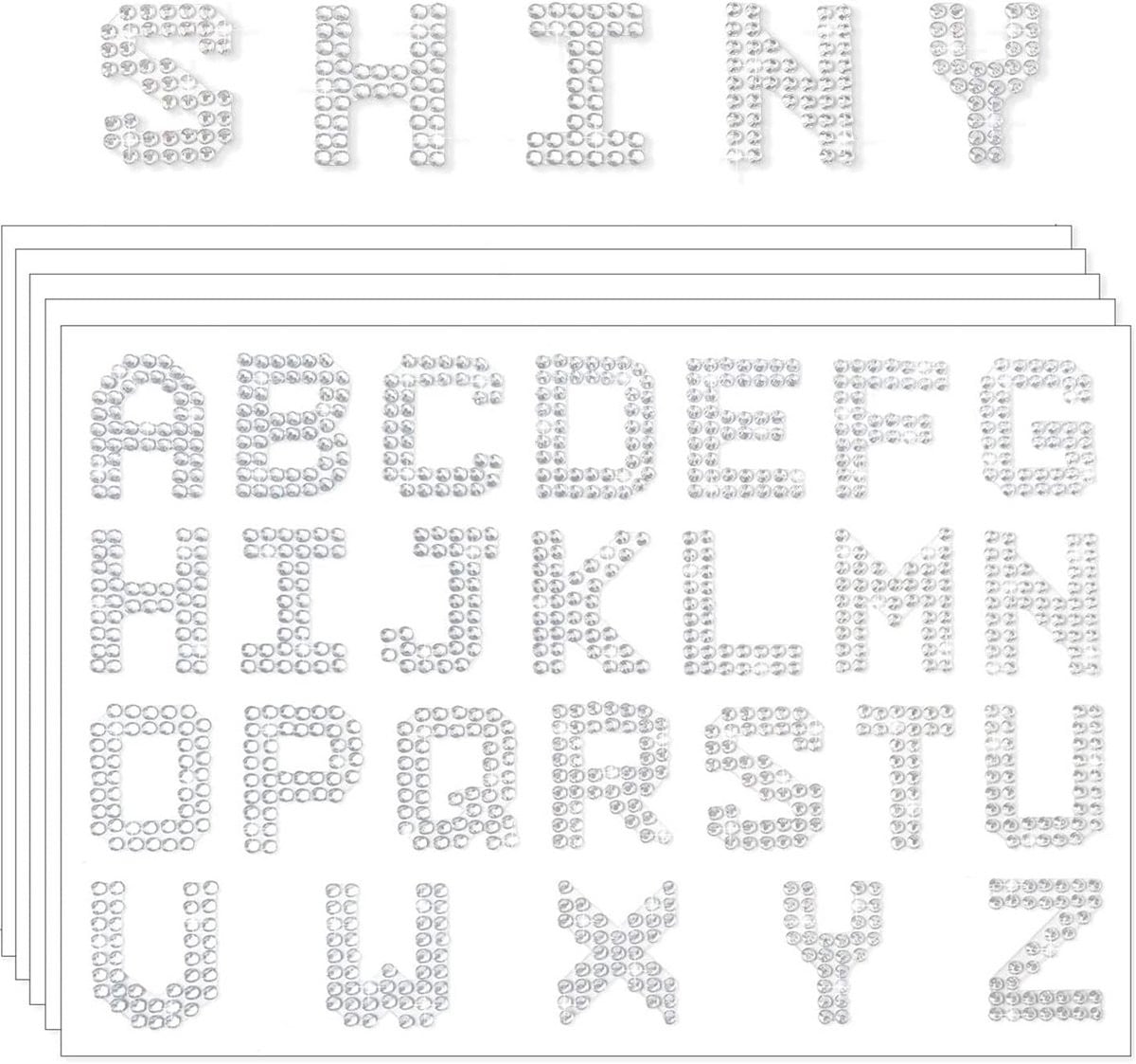 Grote Glitter Strass Letters Stickers - Zelfklevende ABC Decoratie voor Creatief Knutselen (130 Stuks)