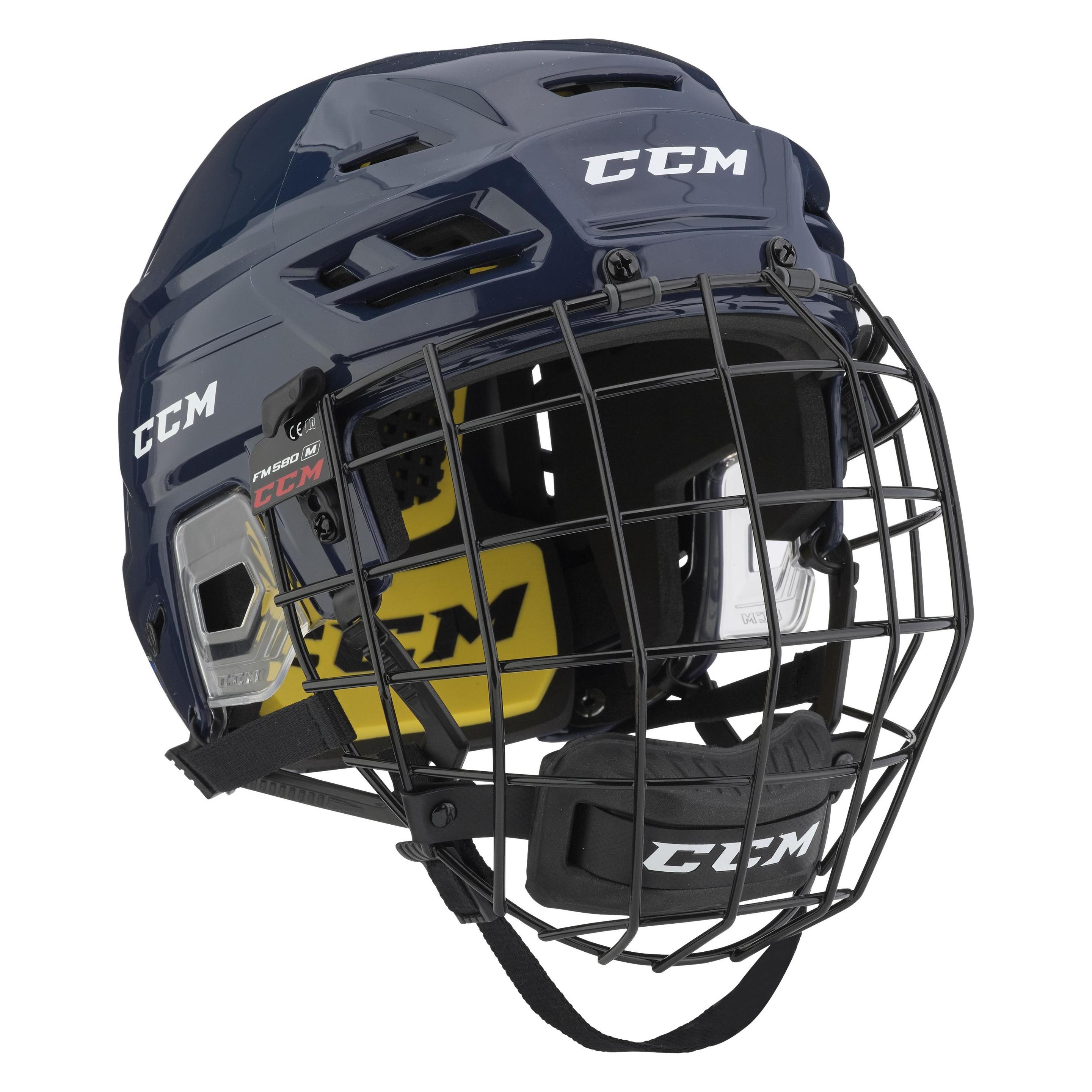 CCM Tacks 210 SR Hockeyhelm mit Käfig (Dunkelblau, M) (M) (49642018)
