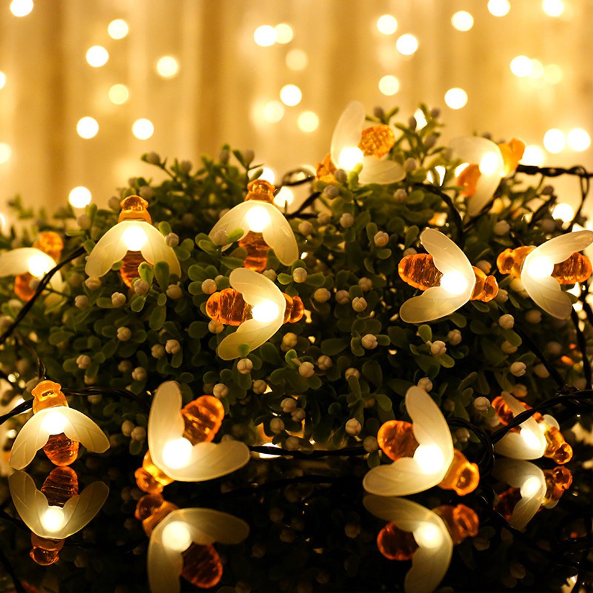 Honey Bee Stripverlichting met 30 LED op Zonne-energie - Warm Wit