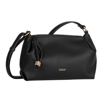 Umhängetasche GABOR "Telia", Damen, Gr. B/H/T: 28cm x 18cm x 9,5cm, schwarz, Polyurethan, clean, gepflegt, unifarben, Taschen Umhängetasche, dezente Falten, eleganter Reißverschlusszipper mit goldenem Zierkubus