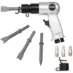 VEVOR Druckluft Meißelhammer, 4500 BPM Pneumatischer Hammer mit 40 mm Hub & 4 Meißeln mit rundem Schaft, leichtes & kompaktes Schaufelwerkzeug mit Luftmeißel zum Schneiden, Stanzen, Schaben