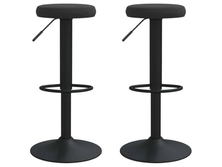 HKLGBVCR Barhocker, Samt, Schwarz, 2-teilig, mit Fußstütze und Drehgelenk Höhenverstellung, 360-Grad-Rotation, pulverbeschichteter Stahl, zeitloses Design