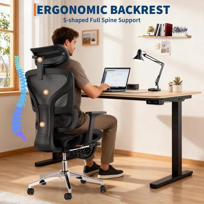 YUN Ergonomic High Back Mesh Office Chair with Supportive Backrest for Home Office and Computer Desk