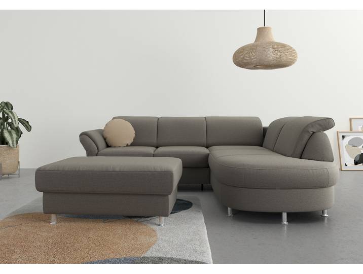 Ecksofa, Braun, 250x212 cm, Webstoff, Mit Bettfunktion & Armteilverstellung, Modern, sit&more