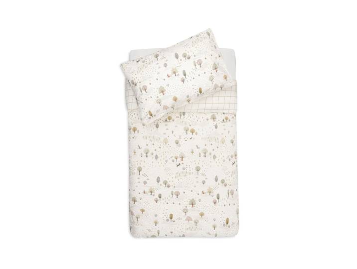 Kinderbettwäsche JOLLEIN Tiny Park 100 x 140 cm , beige (mehrfarbig), B/L: 100cm x 140cm, Jersey, B/L: 40cm x 60cm, Jersey, Obermaterial: 100% Baumwolle, Bettwäsche, Kinderbettwäsche
