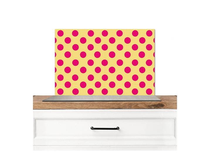 KitchenYeah Küchenrückwand Rosa - Tupfen - Gelb, (1-tlg), Küchenrückwand Platte, Spritzschutz, 120x60 cm