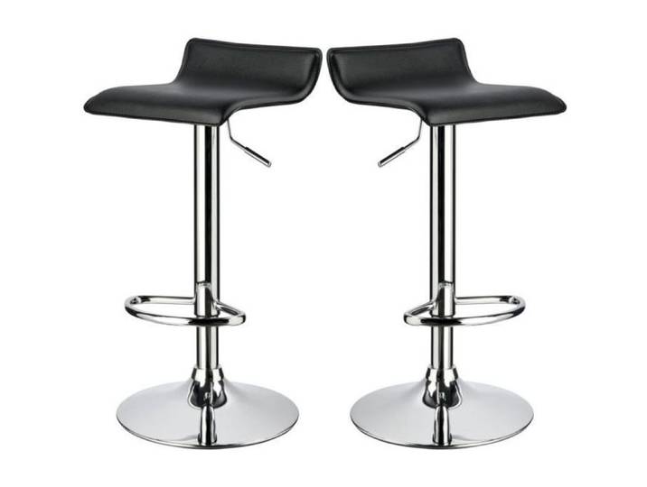 Lot De 2 Tabourets De Bar Noir Hauteur Réglable