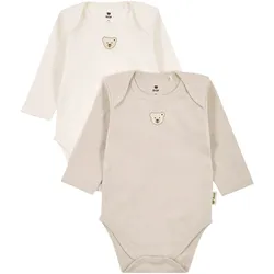 Steiff 2er-Pack Bodys langarm Bär, beige | natur, 56