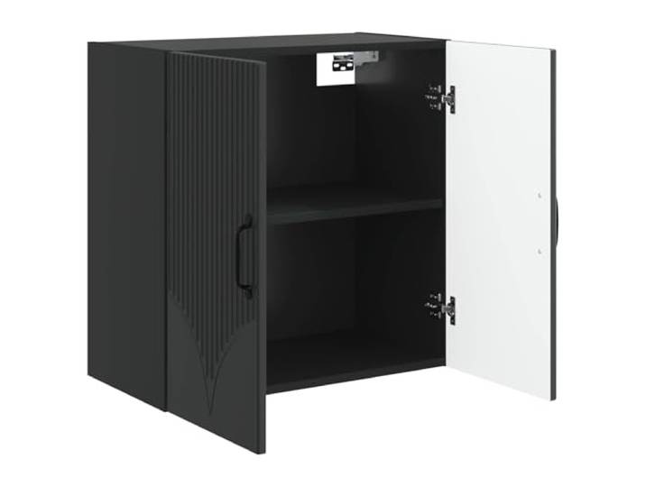 KTHLBRH Wandschrank schwarz 59 x 31 x 60 cm Holztechnik 2 Türen, 1 Einlegeboden, Griffe aus Metall, Wandmontage, vielseitiger Einsatz