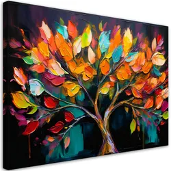 WANDBILD bunte baumblätter bemalt