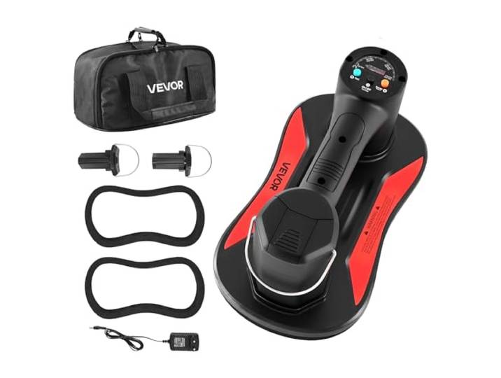 VEVOR Ventouse Carrelage Électrique 170 kg Ventouse Vitre pour Soulever Carreaux Plaques de Verre Lisse Granit Métal\, Outil Pose Carrelage avec Affichage Numérique Puissance Aspiration Niveau Batterie