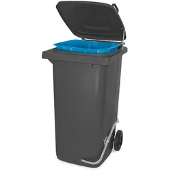 BRB Müllbehälter mit Fußpedal u. Klemmring, 240 Liter, grau, BxTxH 580x730x1075 mm
