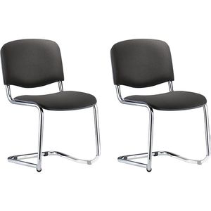 Nowy-Styl Besucherstuhl Iso Swing, stapelbar, Freischwinger, Stoff, anthrazit, 2 Stück