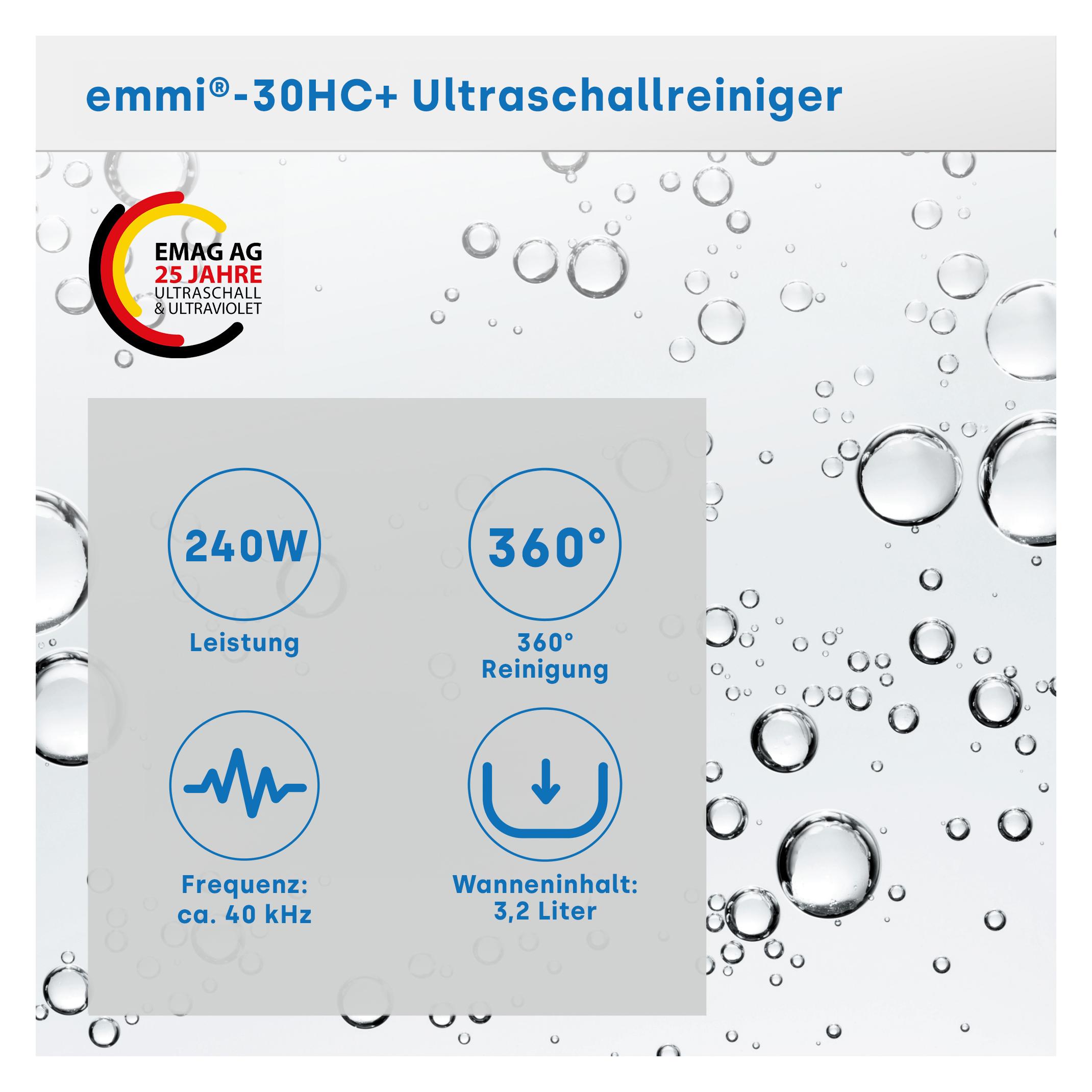 Emag Emmi-30HC Plus Ultraschallreiniger Universal 180 W 3.2 l mit Heizung (40 kHz, 3 l) (18047)
