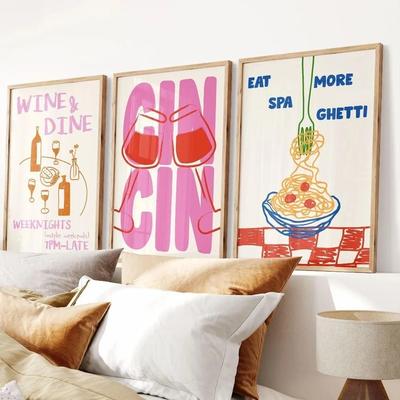 Uplifted Finds Cin Cin Social Triptych   3 Pack Retro Italian Cocktail Art   Executive Kitchen & Bar Cart Sanctuary Decor tl2031 3 Pcs 50 X 75 Cm No Frame