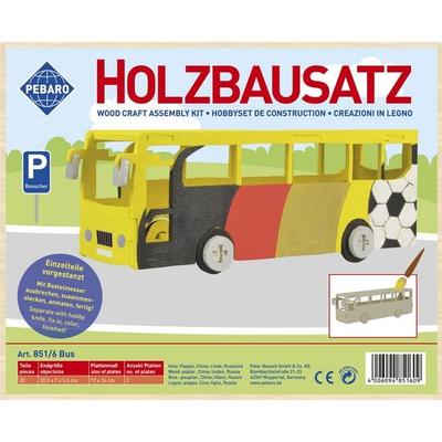 PEBARO 851/6 - Holzbausatz Bus, 20 Teile, Holzkonstruktion zum Zusammenstecken