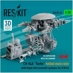ResKit CH-54A Tarhe folded main rotor with blade fold restraint systems for ICM kit (3D Printed)