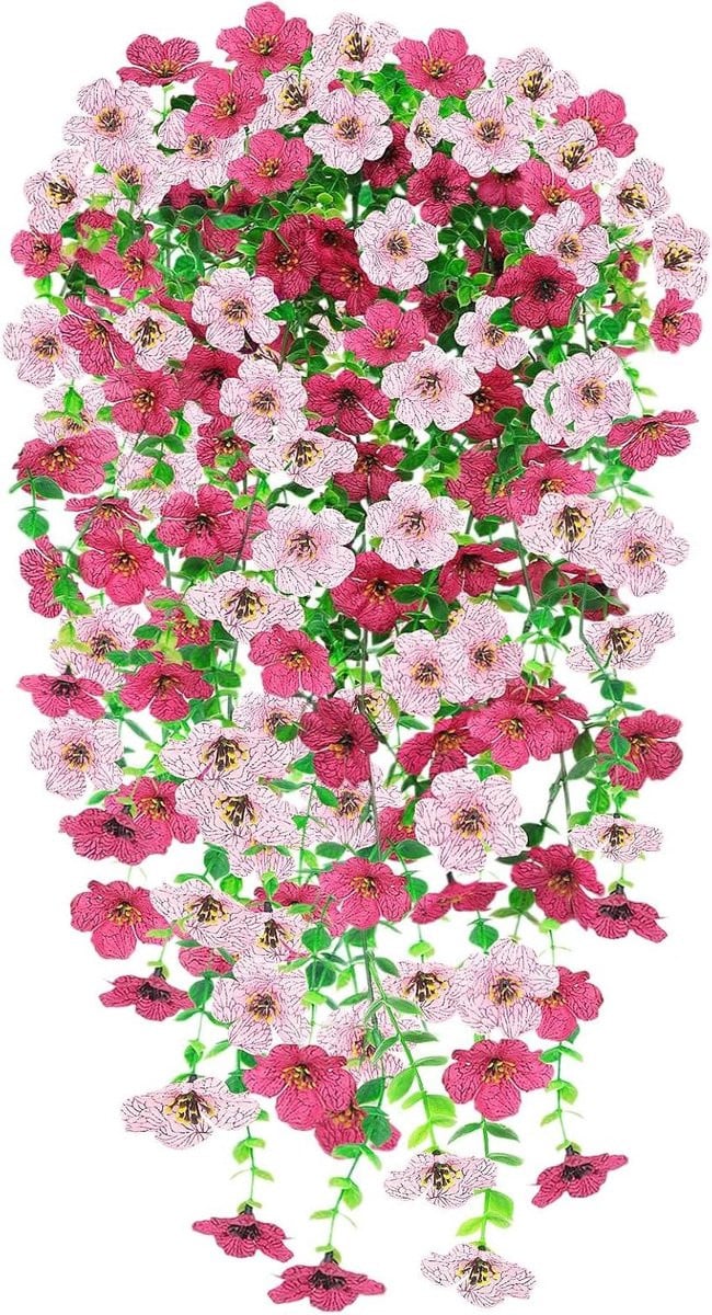 Kunstmatige Hangende Bloemen Roze - UV-bestendige Nep Bloemen Mand voor Buitendecoratie - 76 cm