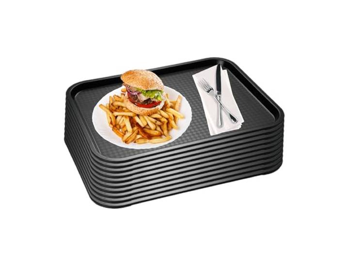 APS Fast Food-Tablett 10er Set, bruchsicheres und spülmaschinenfestes Serviertablett, Made in Germany, 53 x 32,5 cm, Höhe 2 cm (GN 1/1), schwarz