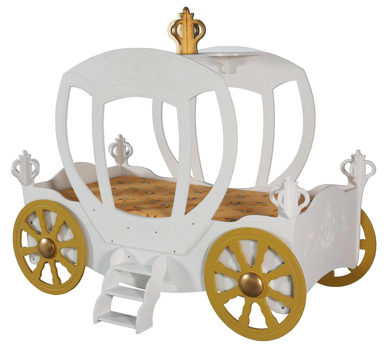 Weißes Luxus Kinderbett Kutsche Designer Holz Möbel Kinderzimmer