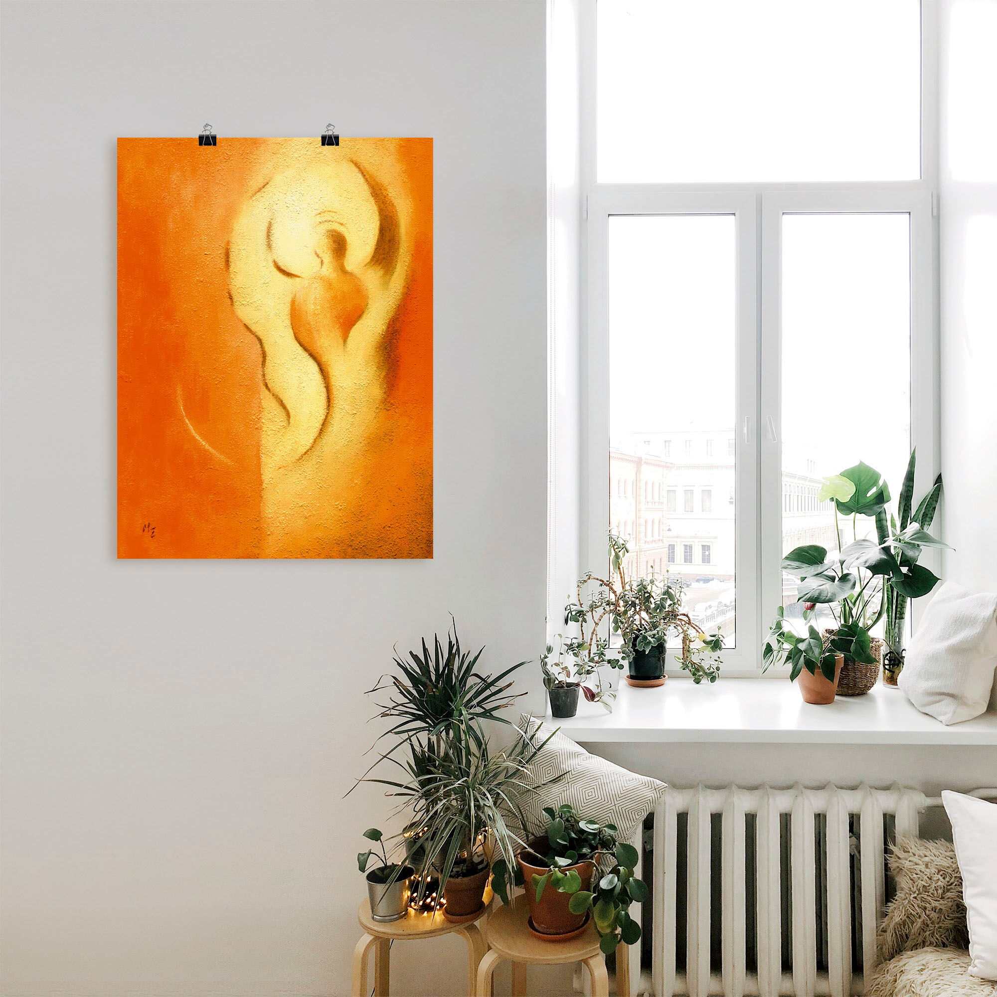 Poster ARTLAND "Engel der Freude", orange (farbe bild(er): orange), B:30cm H:40cm, Bilder, Poster, ohne Rahmen farbe bild(er): orange B/H/T: 30cm x 40cm, Poster Religion Hochformat, 1 Stk.