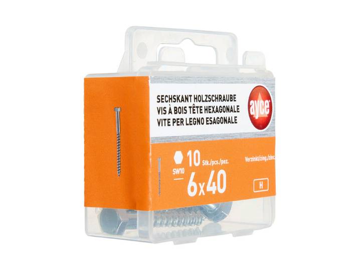 Ayce Sechskant-Holzschraube Verzinkt 6 mm × 40 mm
