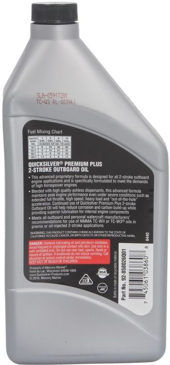 Motoröl QUICKSILVER 858026QB1 2T Premium Plus Marine Synthetic Blend 1L