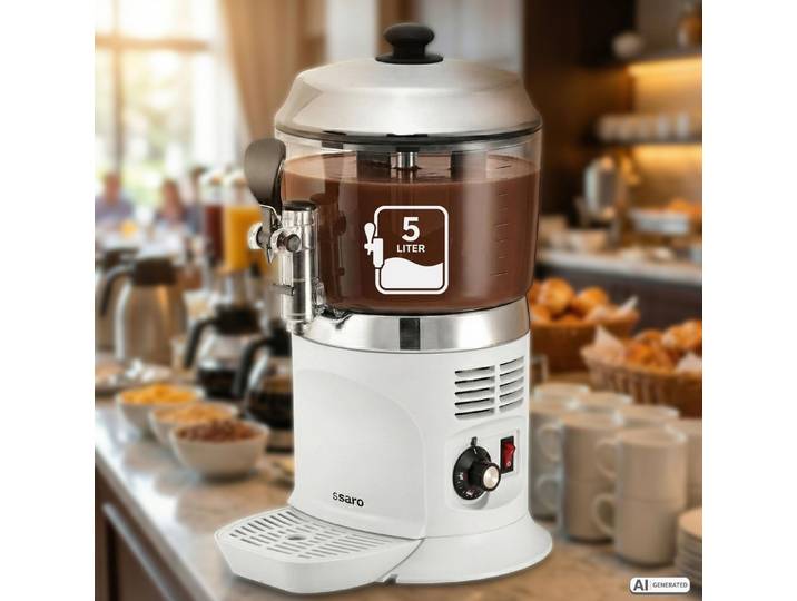 Saro Heißgetränke- und Glühweinautomat Kakaodispenser Milchdispenser Heißgetränke mit Rührwerk 5L NINA weiß