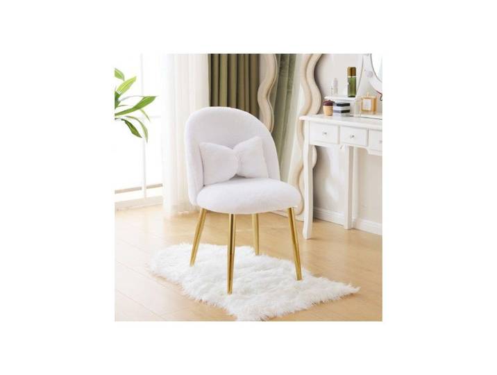 ALIGHTUP Chaise Coiffeuse Chaise de Repas en Velours Pour Cuisine Salle à Manger Siège Rembourré coussin à ruban Blanc